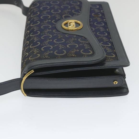 CELINE C Macadam Canvas Horse Carriage Shoulder Bag Navy Auth ar10605B - Picture 4 of 16